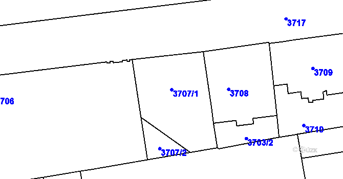 Parcela st. 3707/1 v KÚ Černá Pole, Katastrální mapa