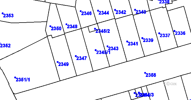 Parcela st. 2345/1 v KÚ Černá Pole, Katastrální mapa