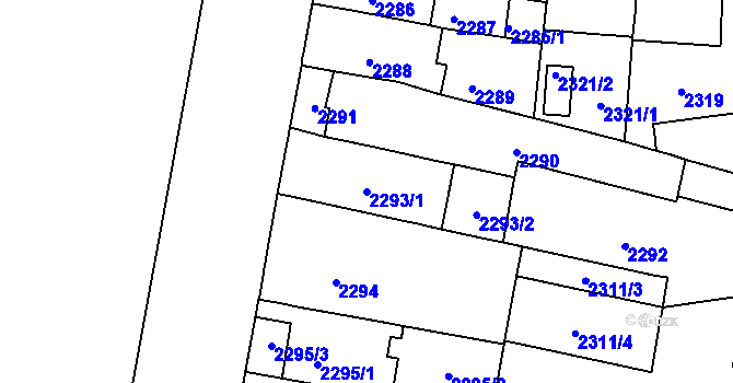 Parcela st. 2293/1 v KÚ Černá Pole, Katastrální mapa