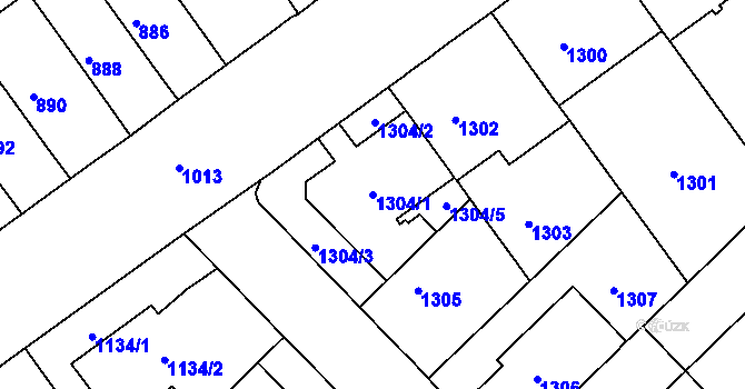 Parcela st. 1304/1 v KÚ Černá Pole, Katastrální mapa