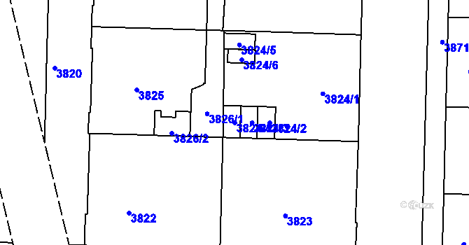 Parcela st. 3824/4 v KÚ Černá Pole, Katastrální mapa