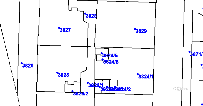 Parcela st. 3824/5 v KÚ Černá Pole, Katastrální mapa