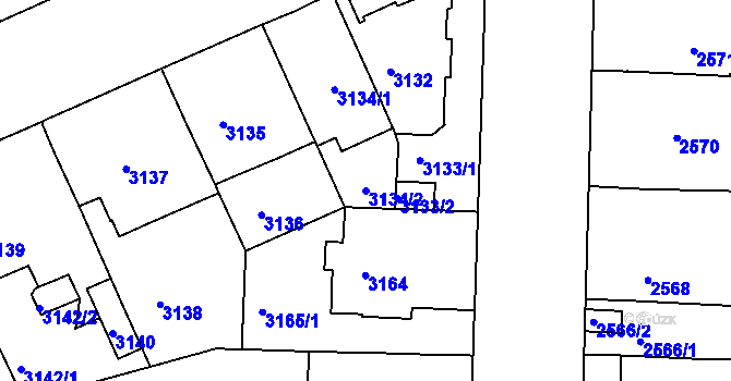 Parcela st. 3134/2 v KÚ Černá Pole, Katastrální mapa