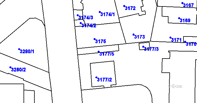 Parcela st. 3177/5 v KÚ Černá Pole, Katastrální mapa