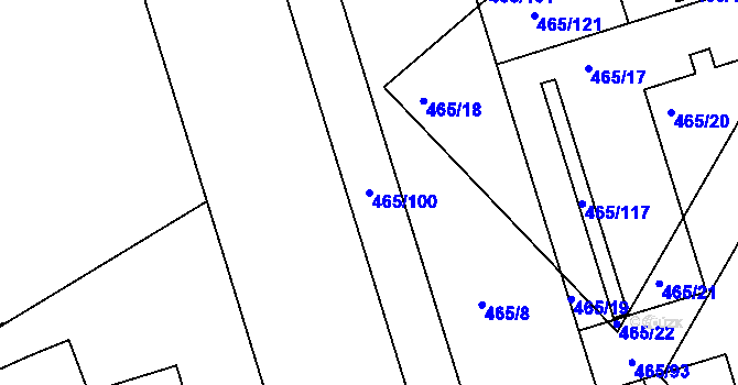 Parcela st. 465/100 v KÚ Černá Pole, Katastrální mapa