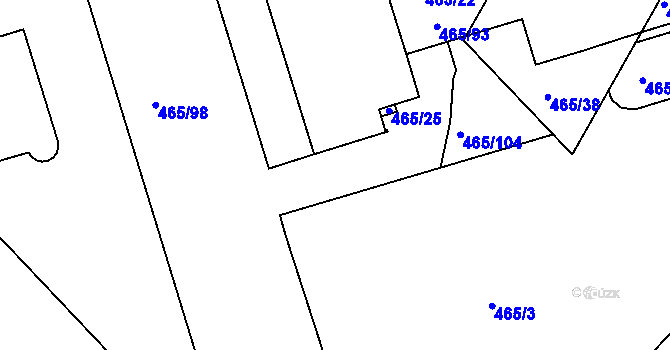 Parcela st. 465/102 v KÚ Černá Pole, Katastrální mapa