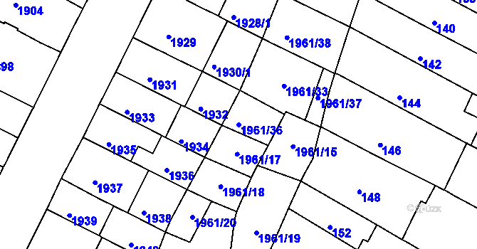 Parcela st. 1961/36 v KÚ Černá Pole, Katastrální mapa