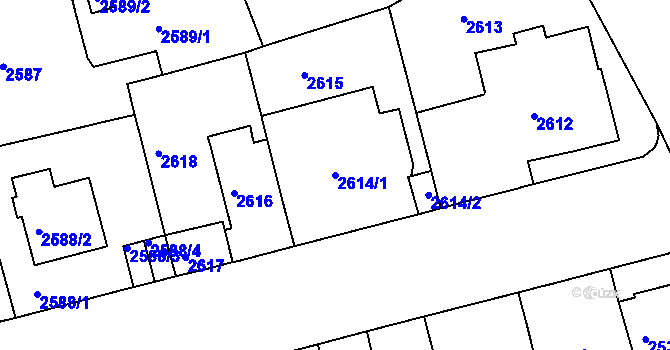Parcela st. 2614/1 v KÚ Černá Pole, Katastrální mapa