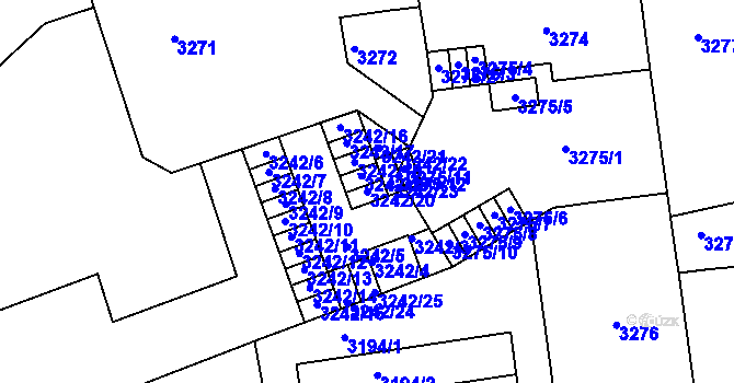 Parcela st. 3242/20 v KÚ Černá Pole, Katastrální mapa