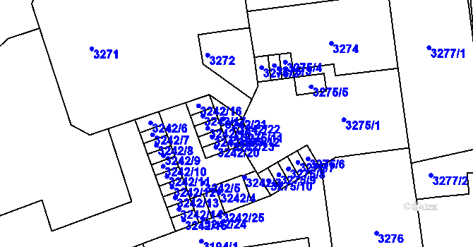 Parcela st. 3242/22 v KÚ Černá Pole, Katastrální mapa