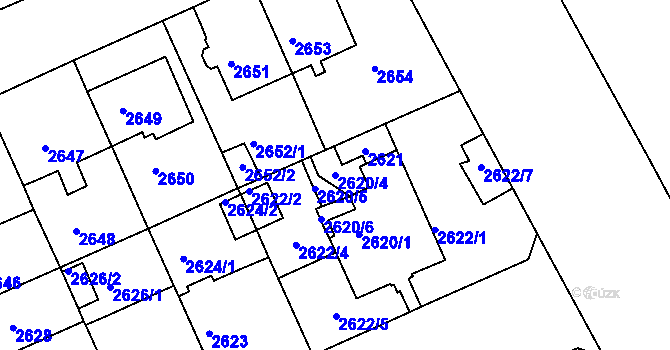 Parcela st. 2620/4 v KÚ Černá Pole, Katastrální mapa