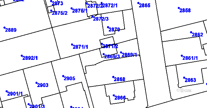Parcela st. 2869/3 v KÚ Černá Pole, Katastrální mapa