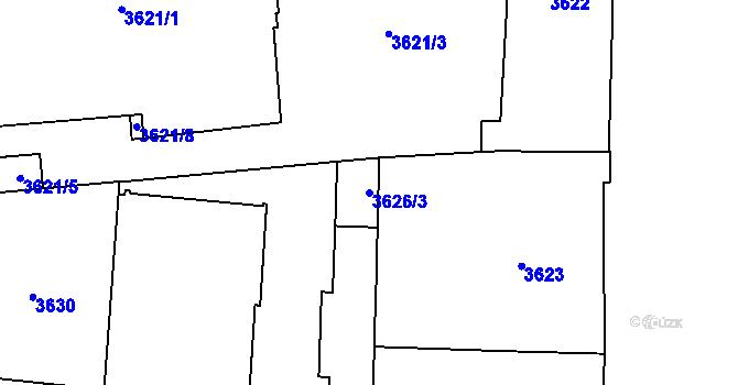 Parcela st. 3626/3 v KÚ Černá Pole, Katastrální mapa
