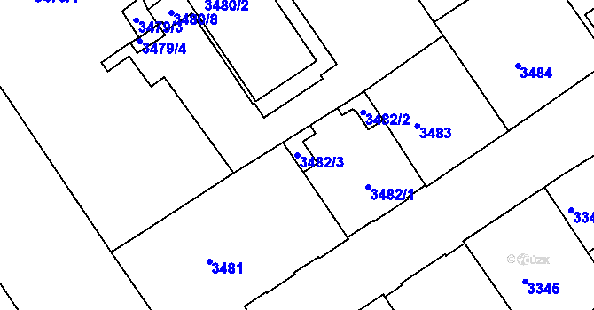 Parcela st. 3482/3 v KÚ Černá Pole, Katastrální mapa