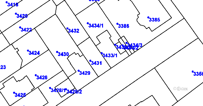 Parcela st. 3433/1 v KÚ Černá Pole, Katastrální mapa