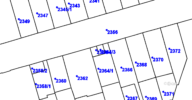 Parcela st. 2364/4 v KÚ Černá Pole, Katastrální mapa