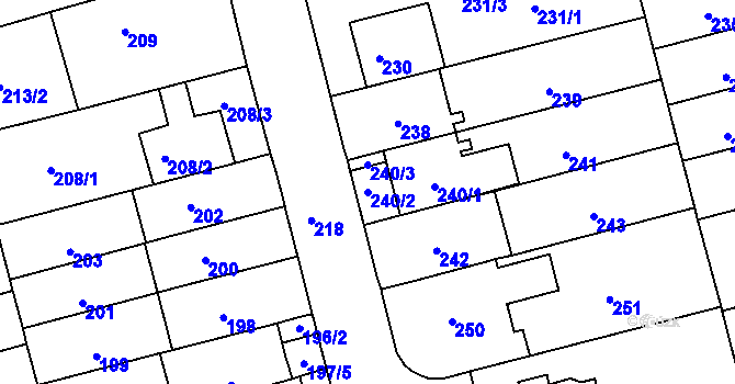 Parcela st. 240/2 v KÚ Černá Pole, Katastrální mapa