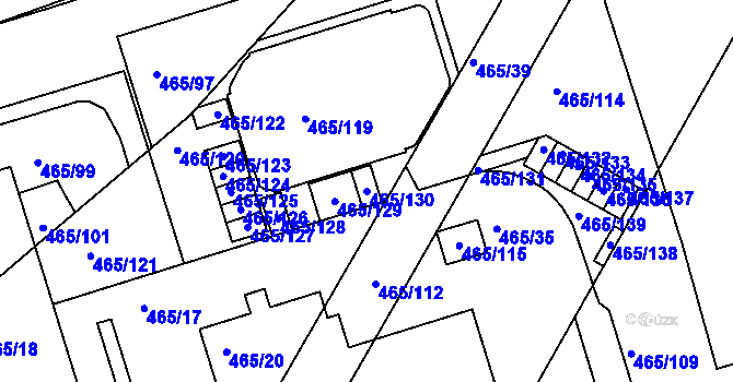Parcela st. 465/130 v KÚ Černá Pole, Katastrální mapa