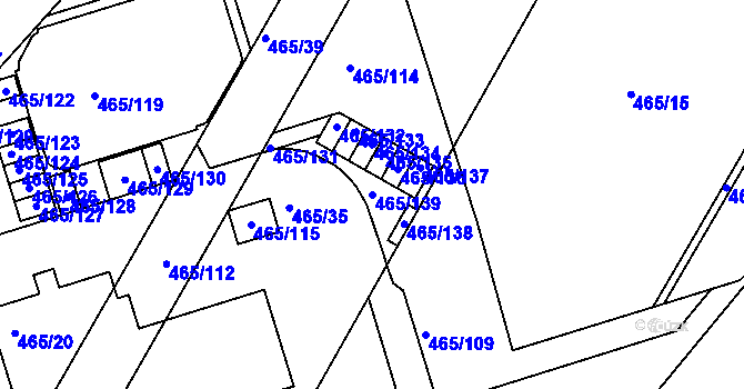 Parcela st. 465/139 v KÚ Černá Pole, Katastrální mapa