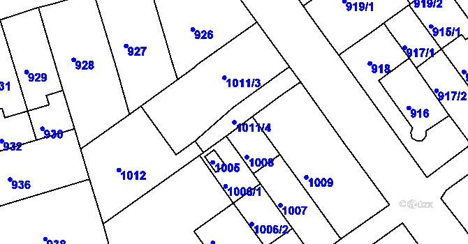 Parcela st. 1011/4 v KÚ Černá Pole, Katastrální mapa
