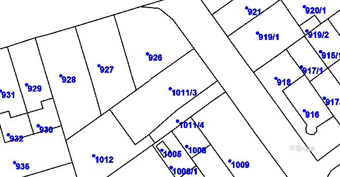 Parcela st. 1011/3 v KÚ Černá Pole, Katastrální mapa