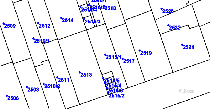 Parcela st. 2515/1 v KÚ Černá Pole, Katastrální mapa