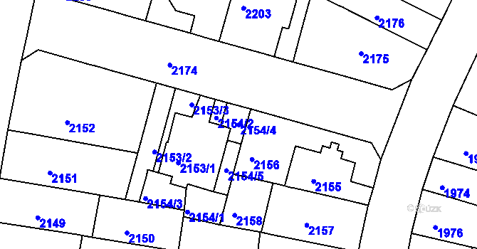 Parcela st. 2154/4 v KÚ Černá Pole, Katastrální mapa