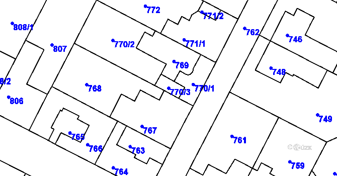 Parcela st. 770/3 v KÚ Černá Pole, Katastrální mapa