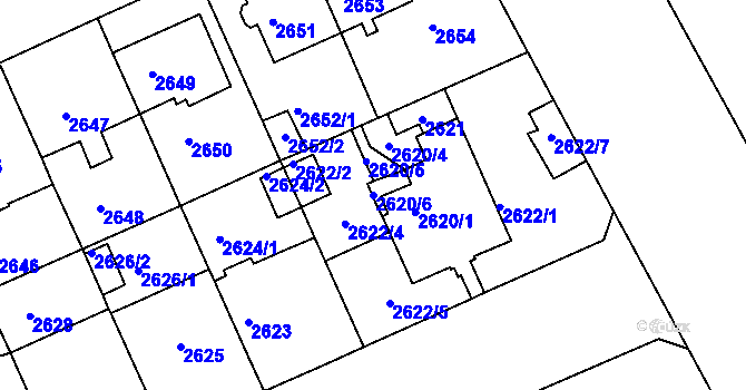 Parcela st. 2620/6 v KÚ Černá Pole, Katastrální mapa