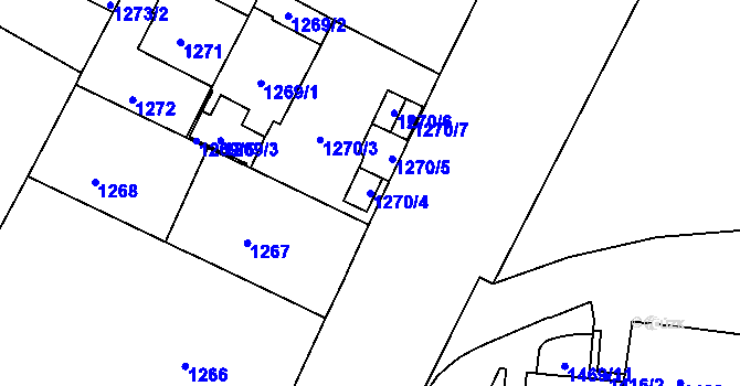 Parcela st. 1270/4 v KÚ Černá Pole, Katastrální mapa
