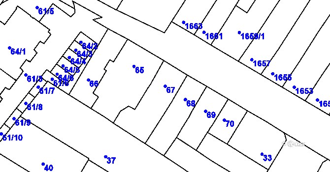 Parcela st. 67 v KÚ Husovice, Katastrální mapa