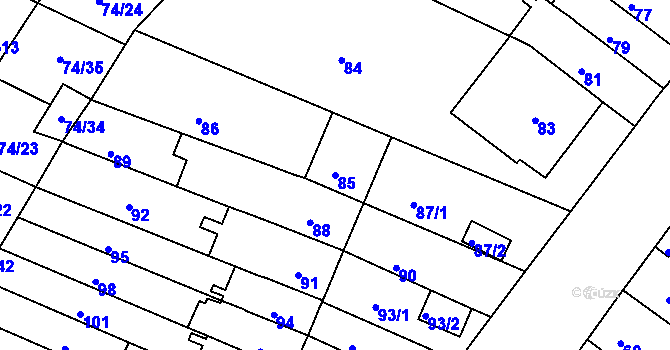 Parcela st. 85 v KÚ Husovice, Katastrální mapa