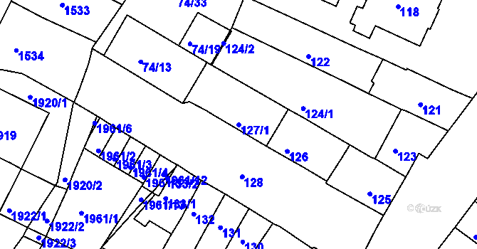 Parcela st. 127/1 v KÚ Husovice, Katastrální mapa