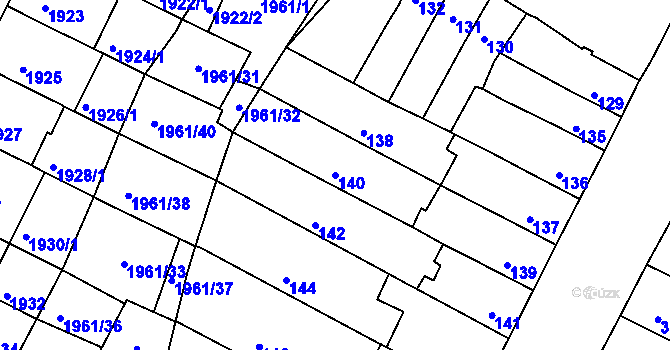 Parcela st. 140 v KÚ Husovice, Katastrální mapa