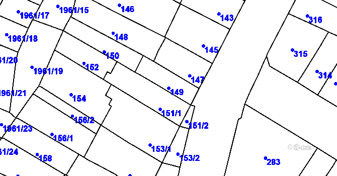 Parcela st. 149 v KÚ Husovice, Katastrální mapa