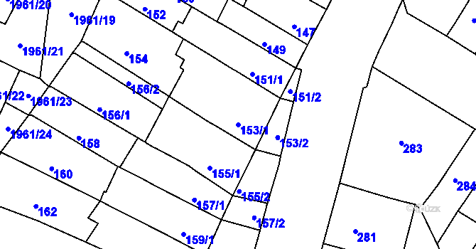 Parcela st. 153/1 v KÚ Husovice, Katastrální mapa