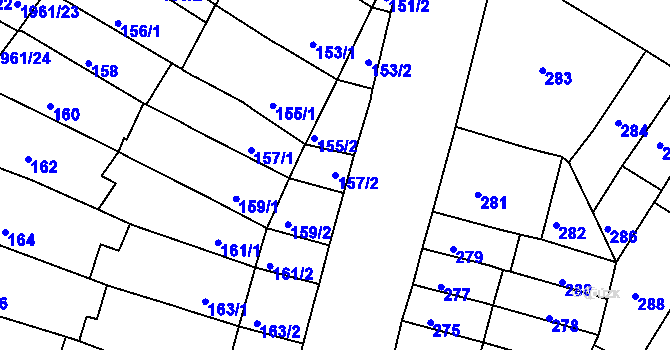 Parcela st. 157/2 v KÚ Husovice, Katastrální mapa