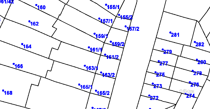 Parcela st. 161/2 v KÚ Husovice, Katastrální mapa