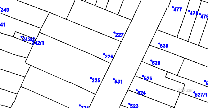 Parcela st. 226 v KÚ Husovice, Katastrální mapa
