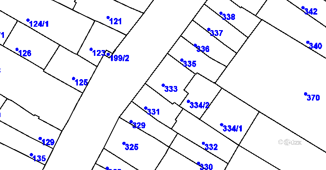 Parcela st. 333 v KÚ Husovice, Katastrální mapa