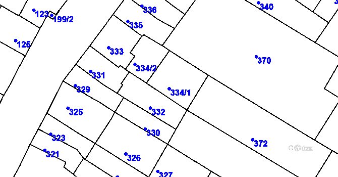 Parcela st. 334/1 v KÚ Husovice, Katastrální mapa