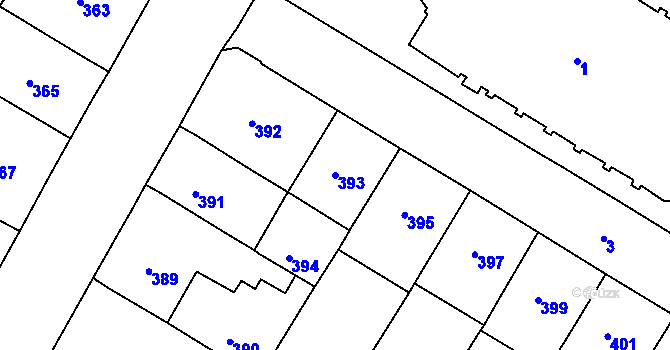 Parcela st. 393 v KÚ Husovice, Katastrální mapa