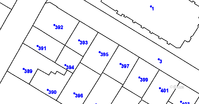 Parcela st. 395 v KÚ Husovice, Katastrální mapa