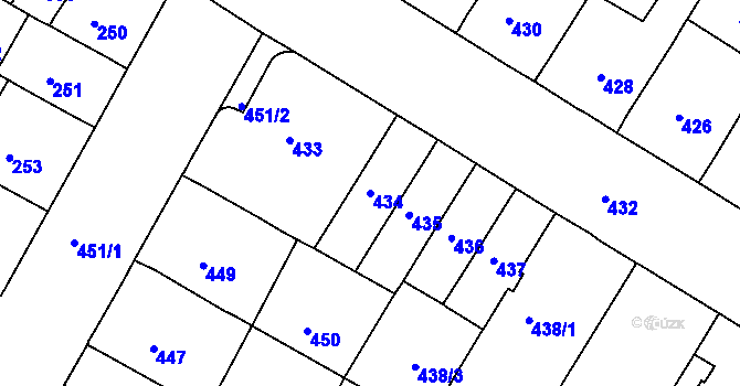 Parcela st. 434 v KÚ Husovice, Katastrální mapa