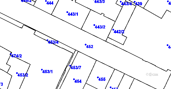 Parcela st. 452 v KÚ Husovice, Katastrální mapa