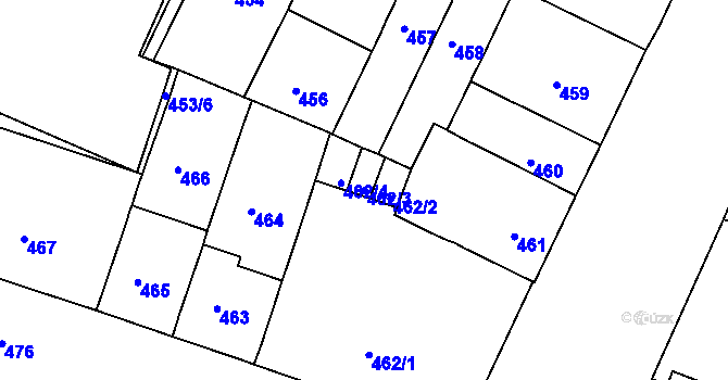 Parcela st. 462/3 v KÚ Husovice, Katastrální mapa