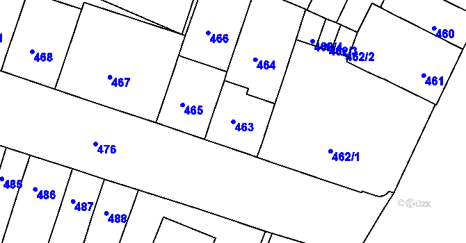 Parcela st. 463 v KÚ Husovice, Katastrální mapa