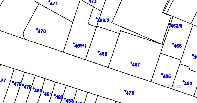 Parcela st. 468 v KÚ Husovice, Katastrální mapa