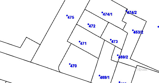 Parcela st. 471 v KÚ Husovice, Katastrální mapa