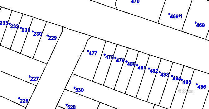 Parcela st. 478 v KÚ Husovice, Katastrální mapa